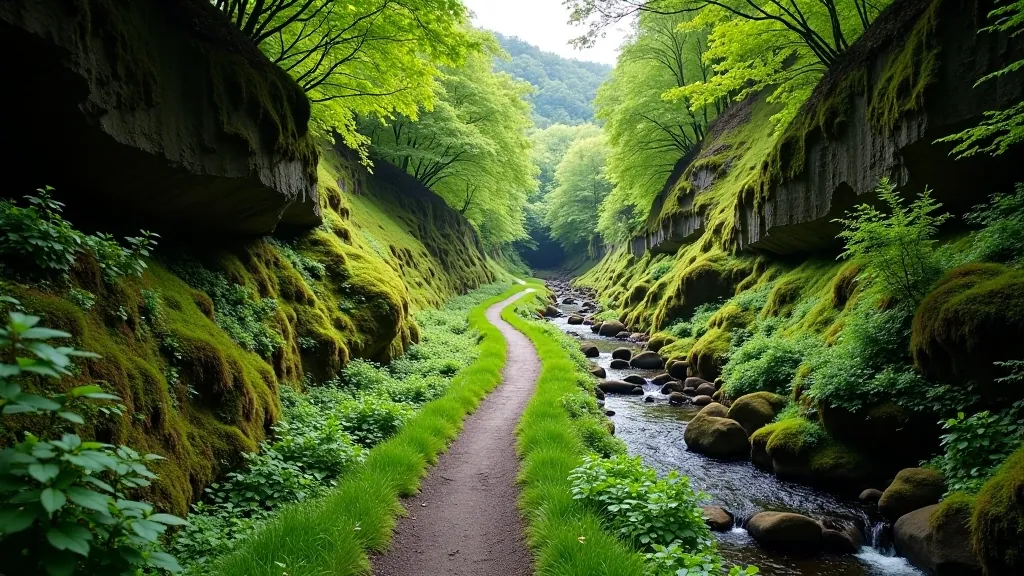 Winding trail through gorge