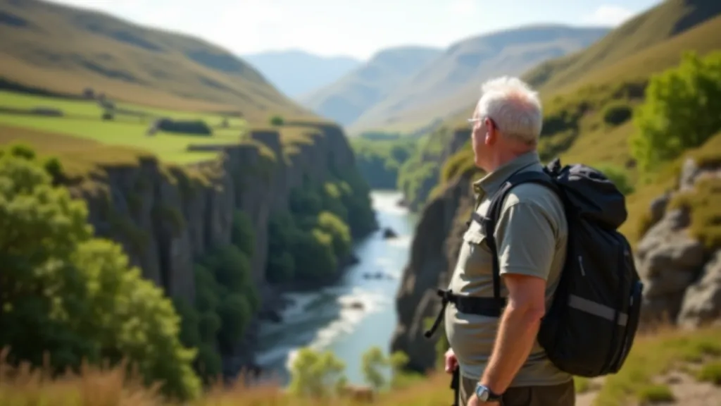 Hiker at scenic gorge viewpoint