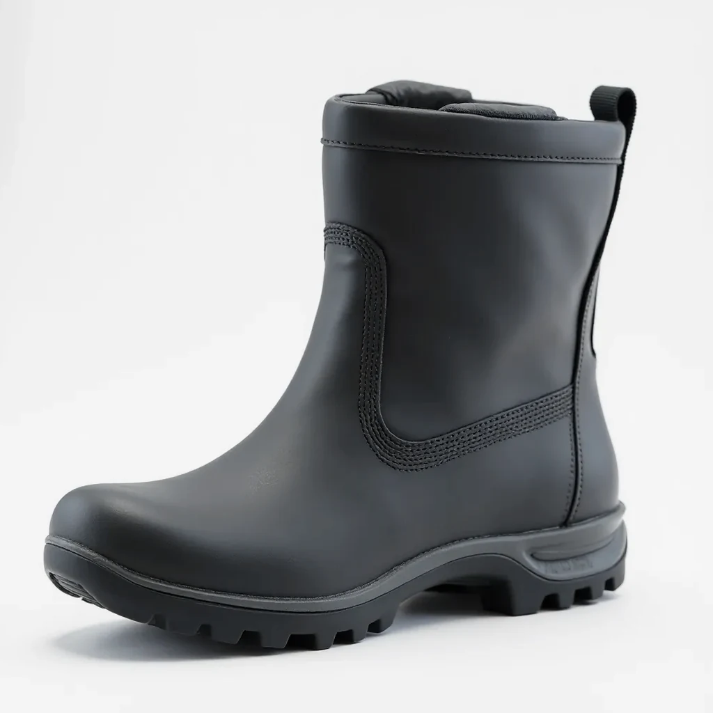 Charcoal waterproof winter boot for cycling commute, showing durable construction and weather-resistant materials